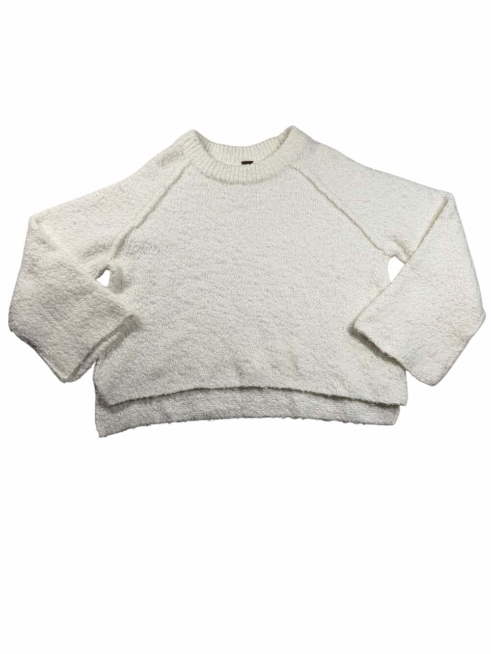 Free People Womens Large Cream Boucle Sweater Oversized Bell Sleeve Pullover